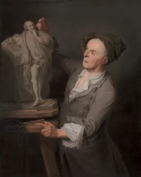 Louis-Francois Roubiliac Modelleert Zijn Monument voor Shakespeare