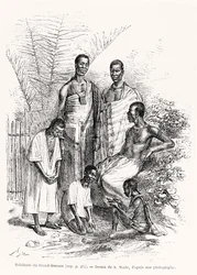 Inwoners van Grand-Bassam, illustratie uit Le Tour du Monde, 1868