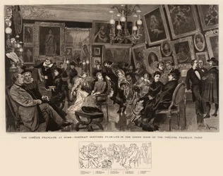De Comédie Française thuis, portretschetsen uit het leven in de groene kamer van het Théâtre Français, Parijs