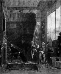Theatrale voorstelling: Le nabab door Alphonse Daudet en Pierre Elzear met Blanche Pierson (Felicia Ruys) en Adolphe Dupuis (Jansoulet). Parijs, Theatre du Vaudeville