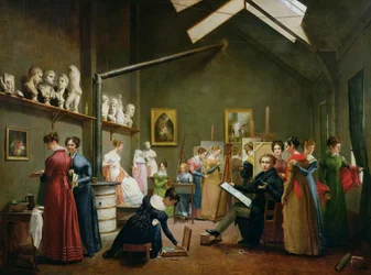 Het atelierinterieur van Abel de Pujol