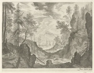 Boslandschap met waterval (Berglandschappen uit Tirol)