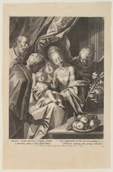 De Heilige Familie met Sint Anna en twee engelen