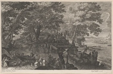 Vissers bij een Eiland Watermolen