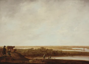 Panoramisch landschap met herders