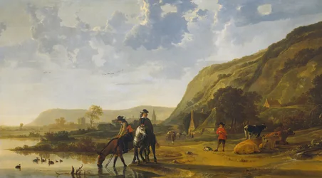 Rivierlandschap met ruiters, 1655