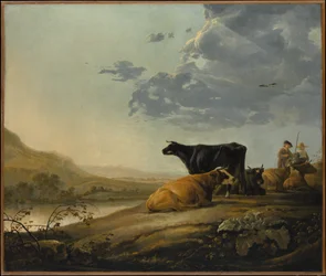 Jonge herders met koeien