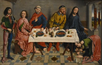 Nederlands:  Jésus chez Simon le Pharisien Jezus bij Simon door Aelbrecht Bouts