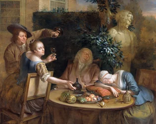 Een drinkpartij in de tuin, 1739