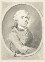 Portret van Willem V, Prins van Oranje-Nassau, naar rechts, in ovaal