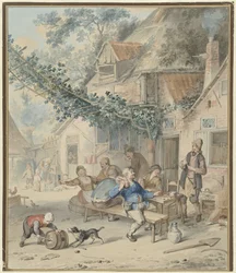 Vrolijk gezelschap bij een herberg