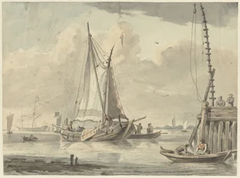 Zeilschepen op de rivier bij Dordrecht