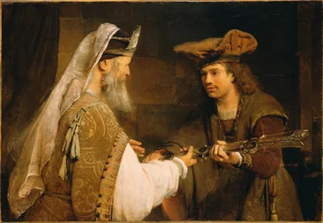 Ahimelech geeft het zwaard van Goliath aan David, c.1680