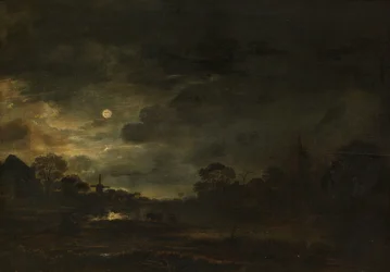 Landschap bij maanlicht