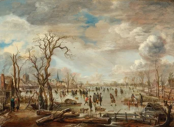 Winterlandschap met ijsplezier