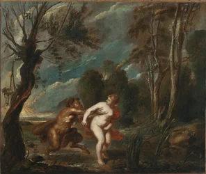 Landschap met een nimf en een sater