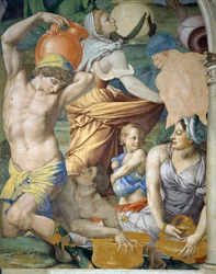 Het verzamelen van manna (detail), 1540-1545
