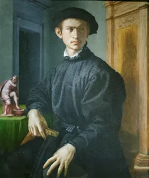 Portret van een jonge man met een luit