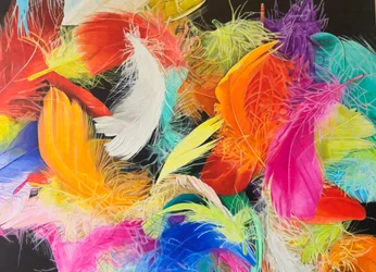 Abstractie van veren III, 2023 (olieverf op doek)