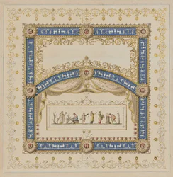 Plafondontwerpen in de Antieke Stijl, met Centrale Scènes van de Goden in Friezen