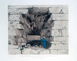 Gedwongen doorgang in de tweede piramide van Gizeh, Egypte, 1820