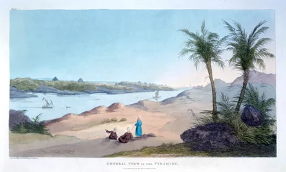 Algemeen uitzicht op de piramides, Egypte