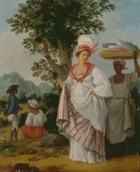 Een West-Indische Creoolse Vrouw Vergezeld door haar Zwarte Dienaar, ca. 1780