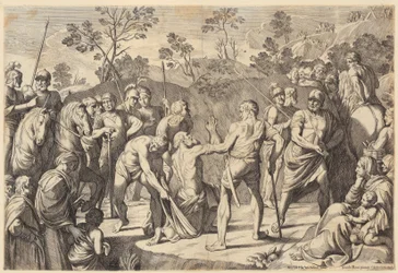 Aeneas vlucht met zijn familie uit Troje