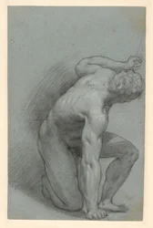 Knielende figuur (recto); liggende figuur (verso)