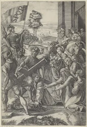 Christus bezwijkt onder het gewicht van het kruis