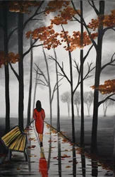Autumn Path Rode jurk
