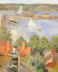 Noordhaven, Helsinki door Akseli Gallen-Kallela, Finland 19e eeuw (detail)