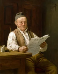 Berner boer leest zijn krant