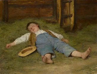Slapende jongen in het hooi, 1891-97