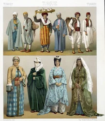 19e-eeuwse Turkse kostuums. Illustratie in 