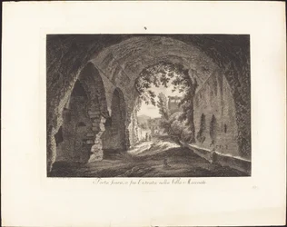 Donkere poort of ingang naar de villa van Mecenas