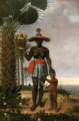 Frans: Portrait de femme noire avec enfant et panier Amerikaanse vrouw