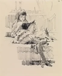 Berta Edelfelt, Studie voor het schilderij ‘Lieve vrienden’ (Berta en Capi)