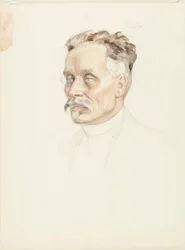 Portretstudie van professor J. W. Runeberg, gezicht