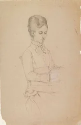 Portret van een lezende vrouw