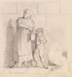 Une Pétroleuse, sketch naar een lithografie van Adrien Marie