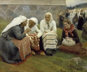 Vrouwen buiten de Kerk in Ruokolahti