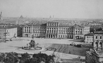 Het Mariinsky Paleis Marie Paleis op het Sint Isaacsplein in Sint-Petersburg, 1870s