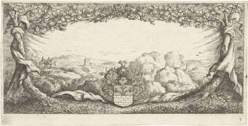 Cartouche met landschap