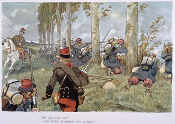 Tijdens de actie - in "Military Album" door Albert Guillaume (1873-1942), circa 1900