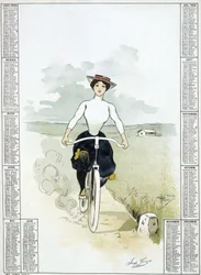 Vrouw op een fiets - tekening door Guillaume, kalender