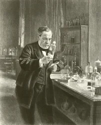 Dr. Louis Pasteur in zijn laboratorium