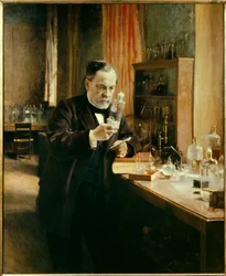 Portret van Louis Pasteur in zijn Laboratorium