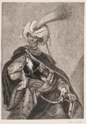 Een zwarte Afrikaan in harnas