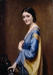 Blauwe en gouden jurk
